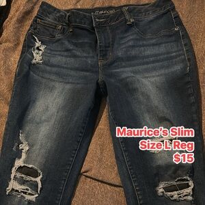 Maurices Dark Blue Distressed Jeans